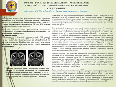 Роль МРТ в оценке функциональной полноценности хрящевой части слуховой трубы при хроническом среднем отите